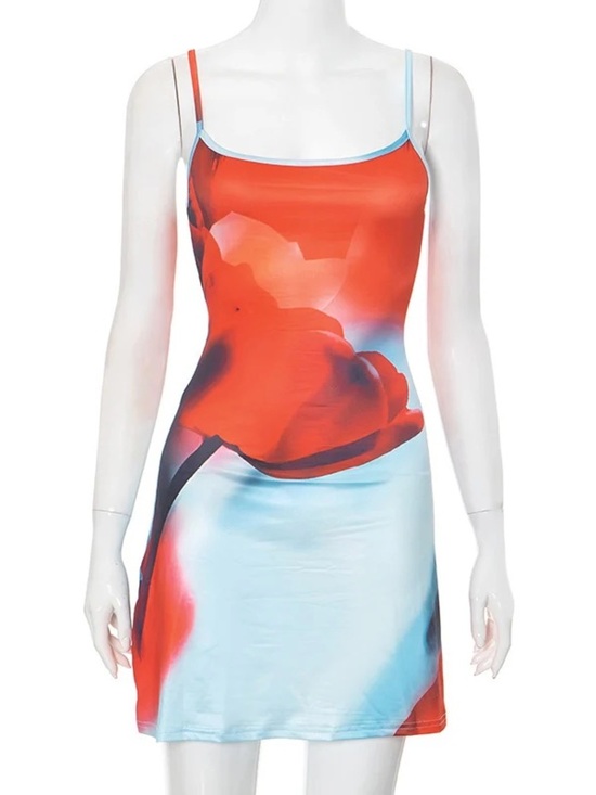 Dresses & Skirts - Women’s Colorblock Slip Mini Dress in Coral and Sky Blue | Small | NWOT